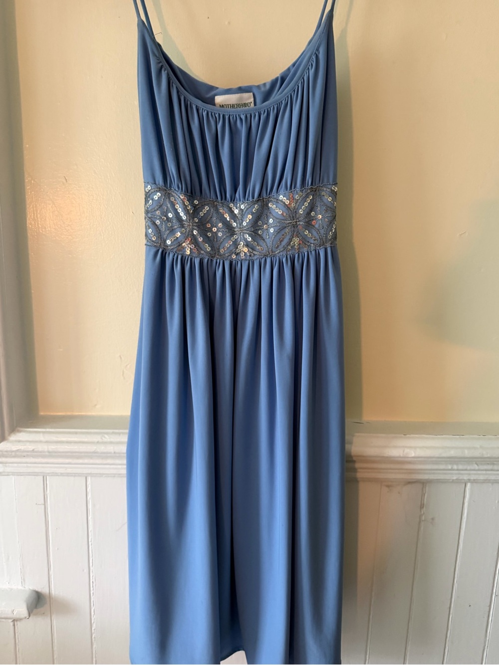 Motherhood Maternity Blue Embellished Waist Midi Dress